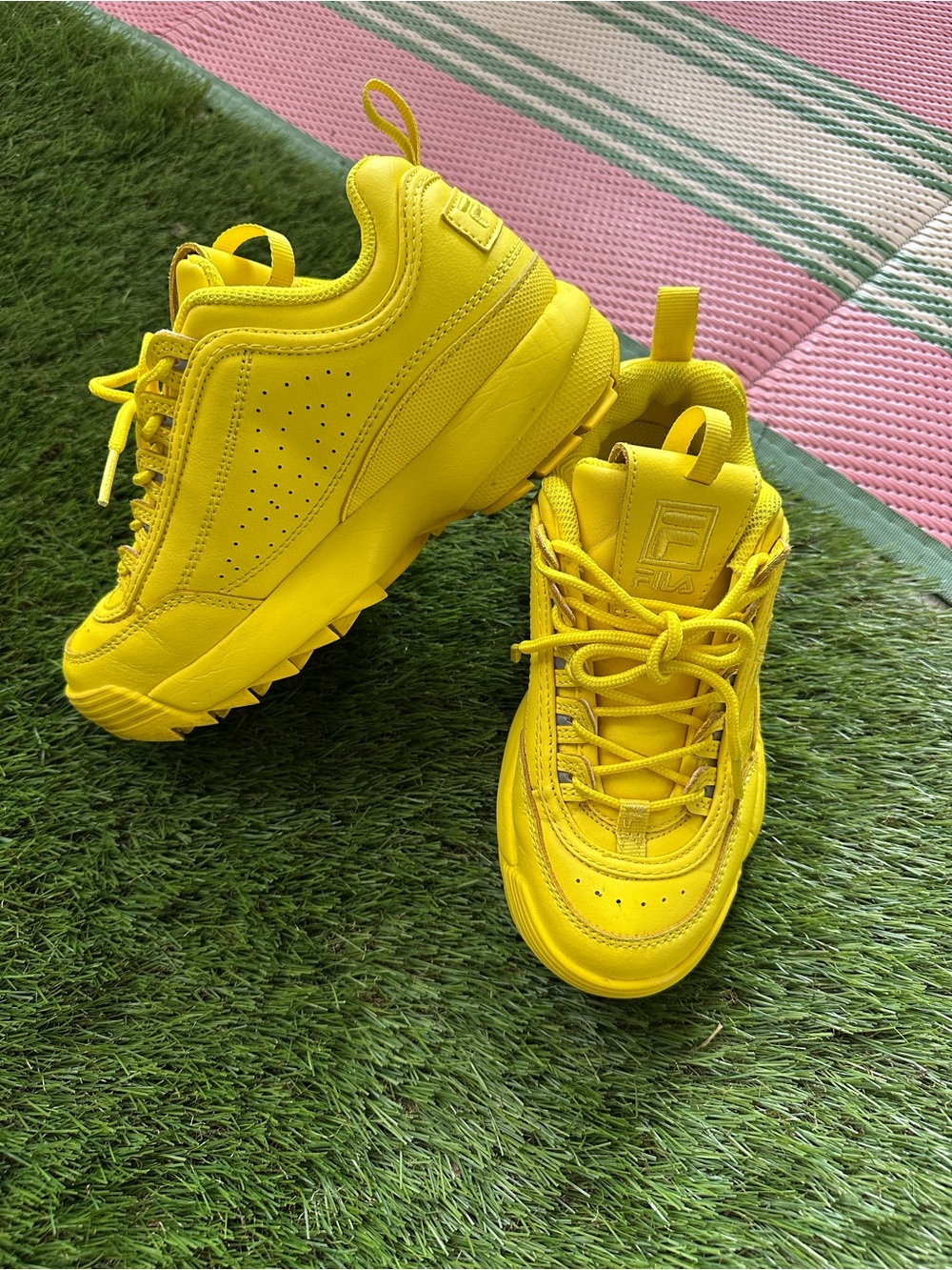 Fila Yellow Chunky Platform Sneakers Women’s 5.5 Retro - Picture 3 of 8